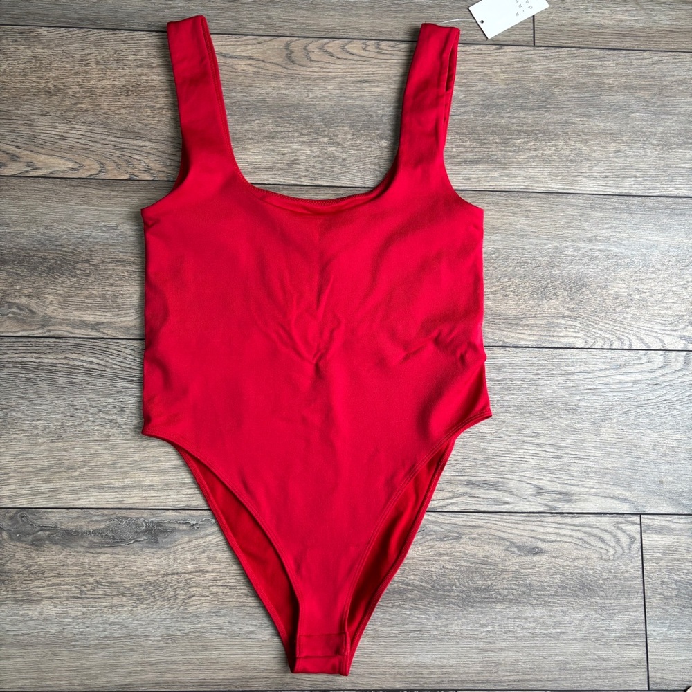 NWT A New Day Red Sleeveless Tank Bodysuit Shelf Bra Sz Medium